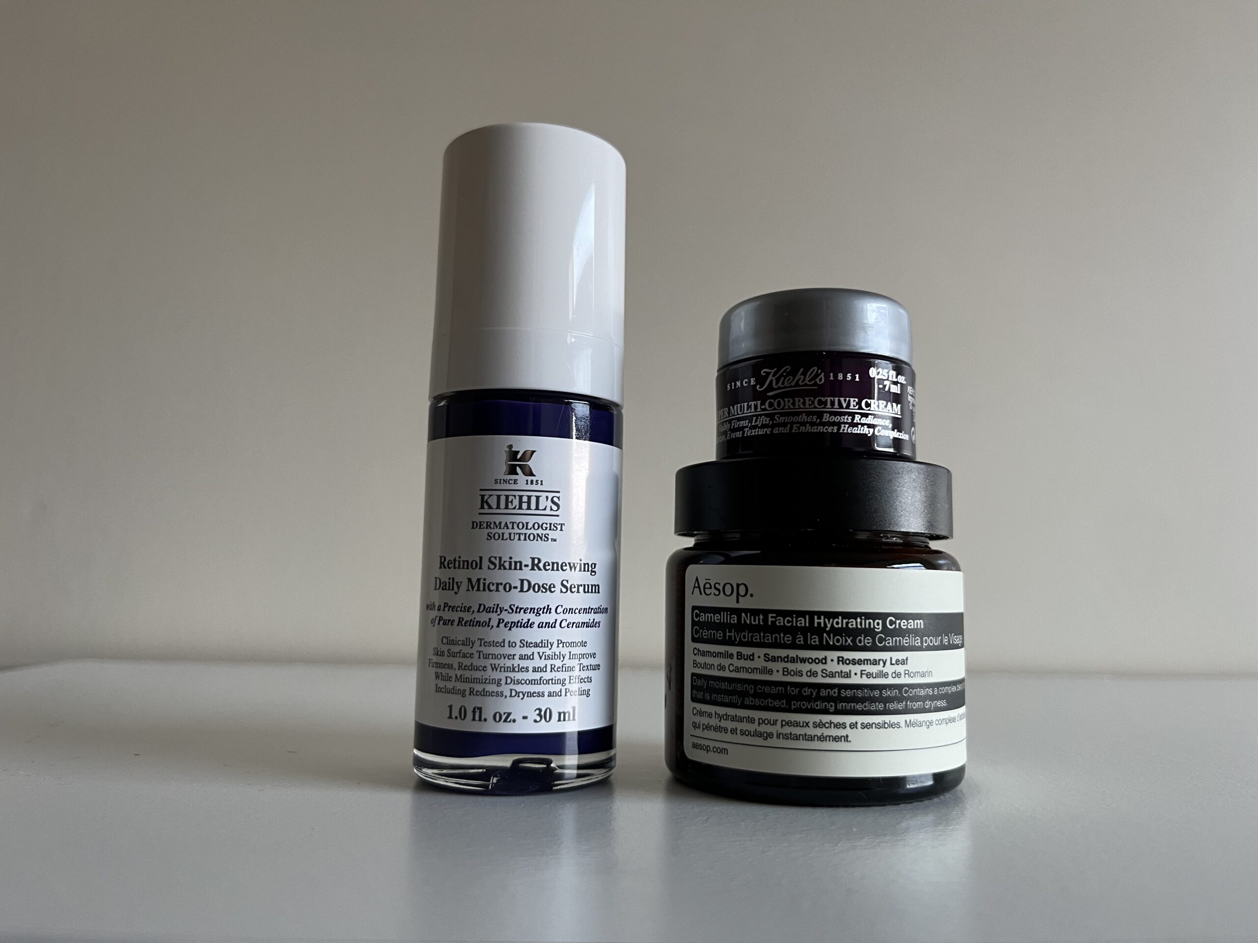 Skincare products Kiehls Aesop